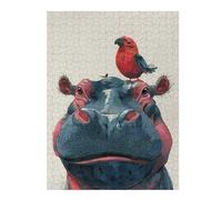 Puzzles 1000pcs(52x38cm) pour Adolescents Hippopotamus with Birds on Head Puzzles pour Adultes À Monter Soi-même - Course De Vitesse Manuelle pour Anniversaire, Noël 1000pcs(52x38cm)