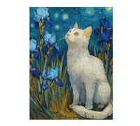 Puzzles 1000pcs(52x38cm) pour Adolescents Starry Night Iris Cat Art Print Puzzle Adulte Jeu Manuel Une Œuvre d'art Cadeaux pour Amis Et Famille 1000pcs(52x38cm)