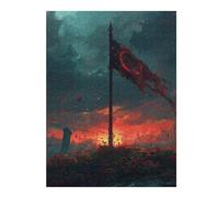 Puzzles 1000pcs(52x38cm) pour Adolescents Warrior's Sunset Flag Puzzles pour Adultes À Monter Soi-même - Course De Vitesse Manuelle pour Anniversaire, Noël 1000pcs(52x38cm)