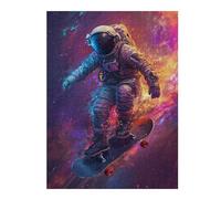 Puzzles 1000pcs(52x38cm) pour Adultes Astronaut Skateboarding in Space Jeu De Puzzle Familial Cadeaux pour Femmes pour Anniversaire, Noël 1000pcs(52x38cm)