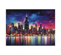 Puzzles 1000pcs(52x38cm) pour Adultes Chicago Skyline Puzzles pour Adultes, Jouet, Décoration Murale, Cadeaux pour Femmes, pour Les Jeux 1000pcs(52x38cm)