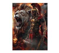 Puzzles 1000pcs(52x38cm) pour Adultes Gladiator Vs. Lion Epic Battle -2 Puzzles pour Adultes Jeu De Réflexion pour S'amuser en Famille Aidez Votre Cerveau À Faire Travailler 1000pcs(52x38cm)