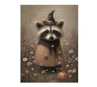 Puzzles 1000pcs(52x38cm) pour Adultes Halloween Raccoon in Witch Hat Puzzles Anti-Stress Jouets De Détente À La Maison Tuer Le Temps Faire Travailler Le Cerveau 1000pcs(52x38cm)