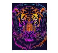 Puzzles 1000pcs(52x38cm) pour Adultes Neon Tiger Headphones Art Print -1 Jeu De Puzzle Familial Cadeaux pour Femmes pour Anniversaire, Noël 1000pcs(52x38cm)