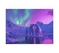 Puzzles 1000pcs(52x38cm) pour Adultes Polar Bears Northern Light Puzzles pour Adultes, Jouet, Décoration Murale, Cadeaux pour Femmes, pour Les Jeux 1000pcs(52x38cm)