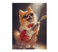 Puzzles 1000pcs(52x38cm) pour Adultes Pomeranian Playing Guitar-2 Puzzles pour Adultes Jeu De Réflexion pour S'amuser en Famille Aidez Votre Cerveau À Faire Travailler 1000pcs(52x38cm)