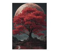 Puzzles 1000pcs(52x38cm) pour Adultes Red Moonlit Tree Reflections -1 Puzzles pour Adultes Jeu De Réflexion pour S'amuser en Famille Aidez Votre Cerveau À Faire Travailler 1000pcs(52x38cm)