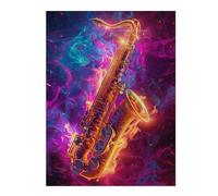 Puzzles 1000pcs(52x38cm) pour Adultes Saxophone Music Fire Art Puzzle Casse-tête Jeu De Rapidité Et De Détente Cadeaux Anti-Stress 1000pcs(52x38cm)