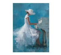 Puzzles 1000pcs(52x38cm) pour Adultes White Dress Piano Player Art Print -1 Puzzle Casse-tête Jeu De Rapidité Et De Détente Cadeaux Anti-Stress 1000pcs(52x38cm)