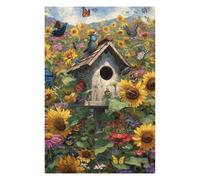 Puzzles 1000pcs(75x50cm) pour Adolescentes Garden Birdhouse Butterflies Sunflowers Puzzle Casse-tête, Jeu Difficile, Cadeau Anti-Stress 1000pcs(75x50cm)