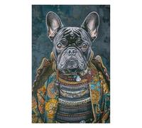 Puzzles 1000pcs(75x50cm) pour Adolescentes Samurai French Bulldog Armor Puzzle Casse-tête, Jeu Difficile, Cadeau Anti-Stress 1000pcs(75x50cm)
