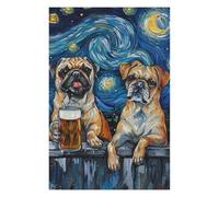 Puzzles 1000pcs(75x50cm) pour Adolescentes Starry Night Pugs with Beer Puzzle Casse-tête, Jeu Difficile, Cadeau Anti-Stress 1000pcs(75x50cm)