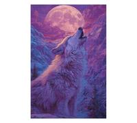 Puzzles 1000pcs(75x50cm) pour Adolescentes Wolf Howling at Full Moon Poster Puzzle Casse-tête, Jeu Difficile, Cadeau Anti-Stress 1000pcs(75x50cm)