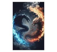 Puzzles 1000pcs(75x50cm) pour Adolescents Fire Vs. Ice Dragons Art Print Puzzles pour Adultes Jeux Relaxants Défi Difficile pour Les Jeux 1000pcs(75x50cm)