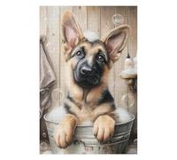 Puzzles 1000pcs(75x50cm) pour Adolescents German Shepherd Puppy Bath Time Puzzles pour Adultes À Monter Soi-même - Course De Vitesse Manuelle pour Anniversaire, Noël 1000pcs(75x50cm)