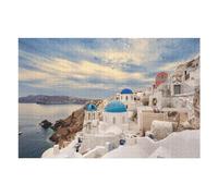 Puzzles 1000pcs(75x50cm) pour Adolescents Ila Santorini Puzzles pour Adultes Jeu Manuel Course De Vitesse pour Les Mains Aidez Votre Cerveau À S'exercer 1000pcs(75x50cm)