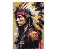 Puzzles 1000pcs(75x50cm) pour Adolescents Native American Warrior Art Print-2 Puzzles pour Adultes Jouets Anti-Stress Découpe De Précision Cadeaux pour Amis Et Famille 1000pcs(75x50cm)