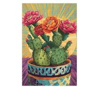 Puzzles 1000pcs(75x50cm) pour Adultes Colorful Cactus with Blooms Puzzles pour Adultes Jeu De Réflexion pour S'amuser en Famille Aidez Votre Cerveau À Faire Travailler 1000pcs(75x50cm)