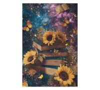 Puzzles 1000pcs(75x50cm) pour Adultes Galactic Book Stack with Sunflowers Puzzle Casse-tête Jeu De Rapidité Et De Détente Cadeaux Anti-Stress 1000pcs(75x50cm)