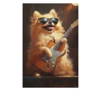 Puzzles 1000pcs(75x50cm) pour Adultes Pomeranian Playing Guitar Art Print Puzzles pour Adultes Jeu De Réflexion Cadeau d'anniversaire pour Les Amis Et La Famille 1000pcs(75x50cm)
