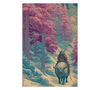 Puzzles 1000pcs(75x50cm) pour Adultes Samurai Warrior on Bull in Forest Puzzles Anti-Stress Jouets De Détente À La Maison Tuer Le Temps Faire Travailler Le Cerveau 1000pcs(75x50cm)