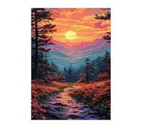 Puzzles 120 Pièces Adultes Jungle Montagne Coucher Soleil, Jouet Educatif Développe Observation et Logique, Puzzle Adultes 120 Pièces 25 x 20 cm