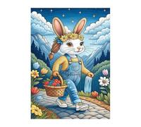 Puzzles 120 Pièces Adultes Lapin Dessin Animé Fleurs, Jouet Educatif Développe Observation et Logique, Puzzle Adultes 120 Pièces 25 x 20 cm