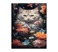 Puzzles 1200 Pièces Adultes Fleur Animal Chat, Jouet Educatif Développe Observation et Logique, Puzzle Adultes 1200 Pièces 75 x 50 cm