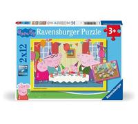 Ravensburger - Puzzle Enfant - Lot de 2 Puzzles 12 pièces - L’Heure de la fête avec Peppa Pig - Dès 3 Ans - Puzzle de qualité supérieure - Carton épais et résistant - Quotidien & Famille - 12004017
