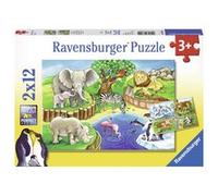 Ravensburger - Puzzle Enfant - Puzzles 2x12 p - Les Animaux du Zoo - Dès 3 Ans - 07602