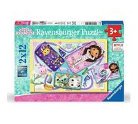 Puzzles 2 x 12 pièces : Soirée pyjama, Gabby's Dollhouse