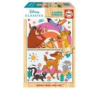 Puzzles 2 X 16 pcs animaux de Disney en bois Multicolore G
