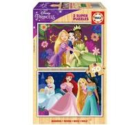Puzzles 2 X 50 pcs disney princess en bois Multicolore G