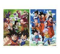Puzzles 2 x 500 pieces dragon ball super - amis de son goku et mechants - personnages manga - set puzzle enfant + carte