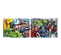 Puzzles 2 x 60 pieces avengers collection - les puissants super heros marvel - enfant 4 ans - set puzzle dessin anime + carte