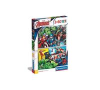 Puzzles 2 x 60 pieces Avengers Collection - Les Puissants Super Heros Marvel - Enfant 4 ans - Set Puzzle dessin anime + carte