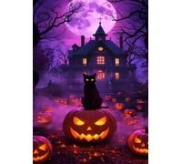 Puzzles 200 Pièces Adultes Chat Château Lune 35x25 cm, Jeu éducatif Défi Jouet Développe Observation et Logique, Puzzle 200 Pieces