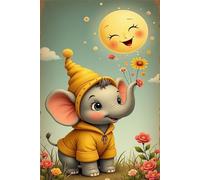 Puzzles 200 Pièces Adultes Éléphant Dessin Animé Fleur 35x25 cm, Jeu éducatif Défi Jouet Développe Observation et Logique, Puzzle 200 Pieces