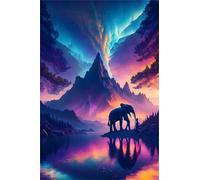 Puzzles 200 Pièces Adultes Éléphant Lac Montagne, Jeu de Patience et de Réflexion, Jeu éducatif Défi Jouets 200 Pièces Puzzles pour Adultes 35 x 25 cm