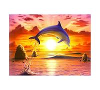 Puzzles 2000 pièces, Dauphins au-delà de la mer Jigsaw Puzzle - Chaque pièce de puzzle est unique - Affiche de puzzle gratuite - Puzzles pour adultes-70x100cm