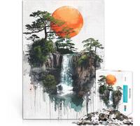Puzzles 2000 pièces pour Adolescents Cascade Japonaise Jeu Familial Anti-Stress Défi Difficile Une œuvre d'art 70x100cm