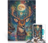 Puzzles 2000 pièces pour Adolescents Cerf Peint en Couleur Jouets éducatifs d'apprentissage Idées Cadeaux 70x100cm