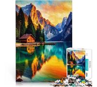 Puzzles 2000 pièces pour Adolescents Chalet de Montagne au lac Pragser Wildsee, lac de Braies Casse-tête Œuvre d'art 70x100cm