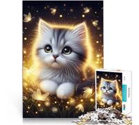 Puzzles 2000 pièces pour Adolescents Chaton Mignon avec des lucioles Casse-tête Activités Amusantes à la Maison, Cadeaux d'anniversaire, Cadeaux de Voyage, 70x100cm