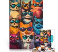Puzzles 2000 pièces pour Adolescents Chats Cool avec des Lunettes de Soleil Casse-tête Jeu éducatif pour Anniversaire, Noël 70x100cm