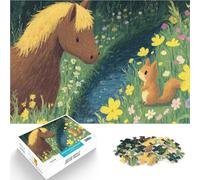 Puzzles 2000 pièces pour Adolescents Cheval et écureuil au Bord du ruisseau Jeu intellectuel Décoration Parfaite 70x100cm