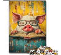 Puzzles 2000 pièces pour Adolescents Cochon Lecture Jeu Familial Soulagement du Stress Défi Difficile Convient aux Couples 70x100cm