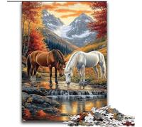 Puzzles 2000 pièces pour Adolescents Deux Chevaux Anti-Stress Défi Difficile Chaque pièce est Unique - Jeu Familial Stimulant et Amusant 70x100cm