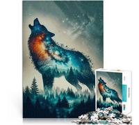 Puzzles 2000 pièces pour Adolescents Double Exposition du Loup Jouets de Jeu pour Cadeau Familial Œuvre d'art 70x100cm