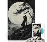 Puzzles 2000 pièces pour Adolescents Étreinte Romantique au Clair de Lune - Style Anthracite Défi Difficile Bon Cadeau 70x100cm
